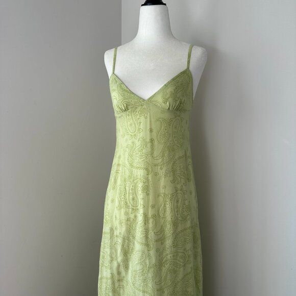 🍋‍🟩 Motel Rocks Sastra Retro Paisley Lime Vintage Inspired Midi Slip Dress - Picture 7 of 10